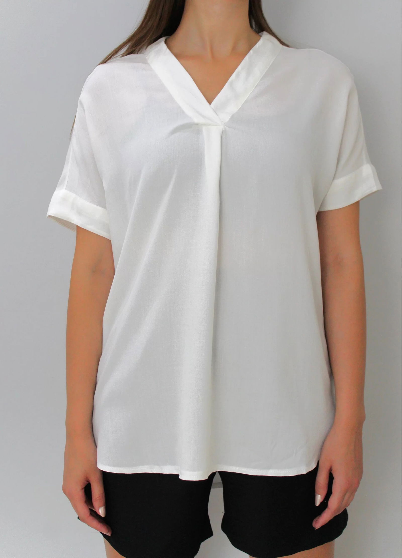 Woven V-Neck Blouse Ecru - 1297.85