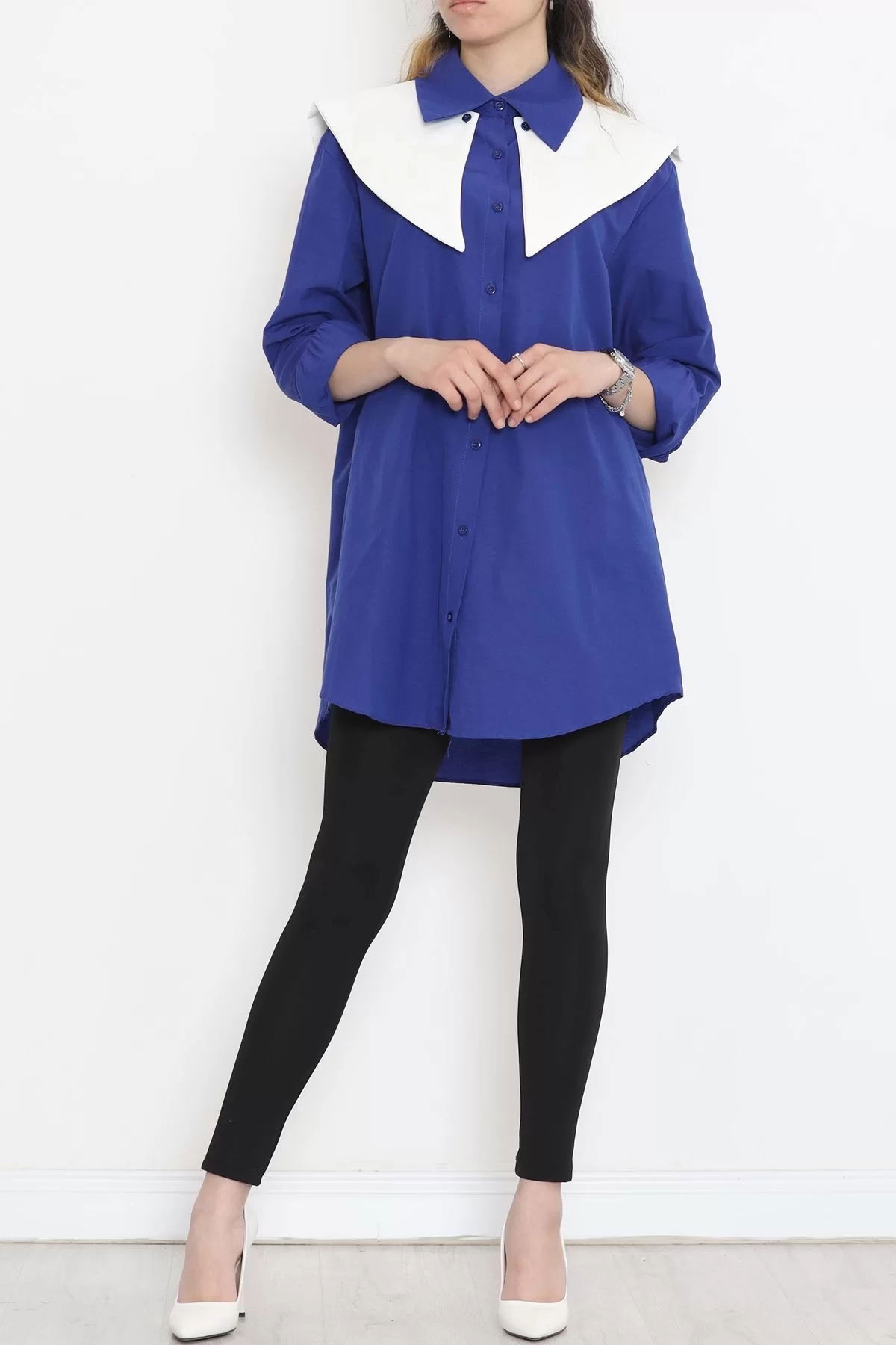 Wide Collar Poplin Shirt Saks - 16718.255.