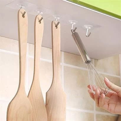 Tufeyo Super Strong Adhesive Waterproof Transparent Hanger Set of 5 Reusable Hooks