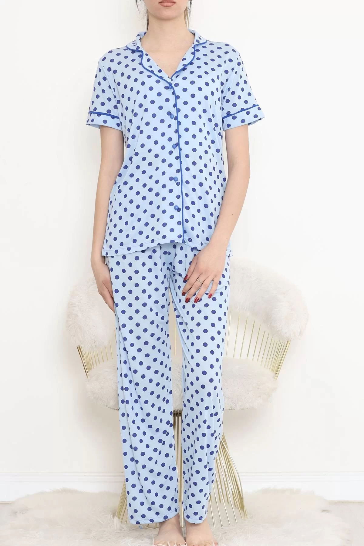 Polyviscose Interlock Short Sleeve Pajama Set Blue - 927.1287.