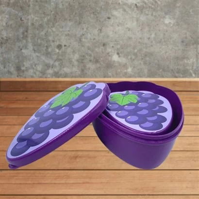 Tufeyo 2-Piece Nesting Grape Model Storage and Nutrition Container Set (550 Ml + 250 Ml)