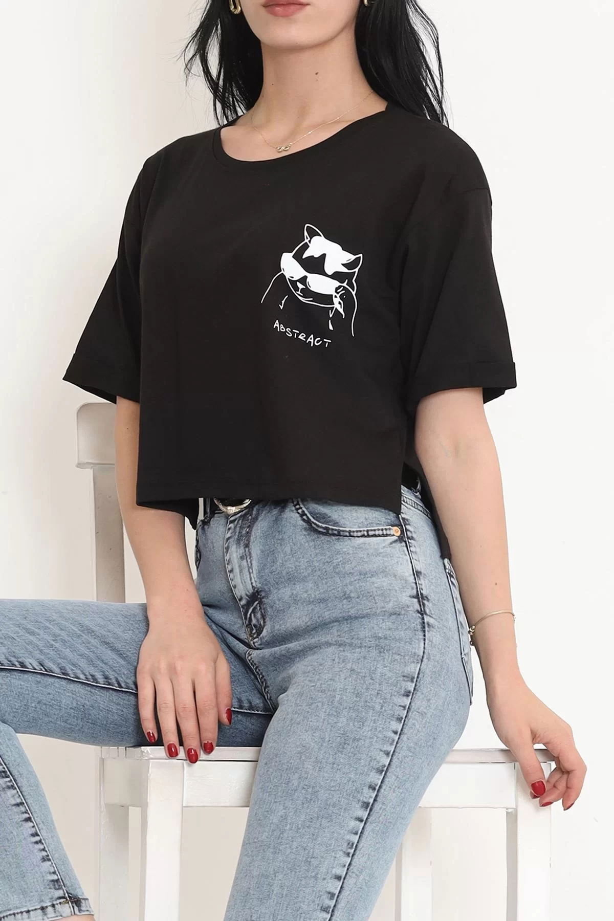 Printed Crop T-shirt Black - 18668.1567.