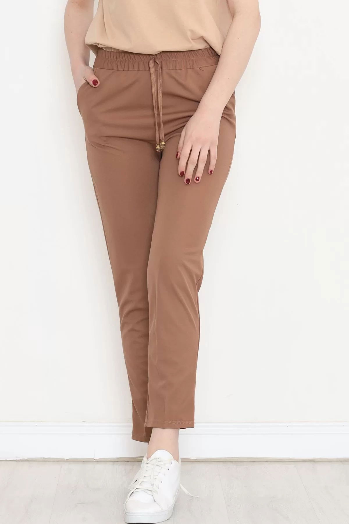 Crepe Lace-up Detailed Pants Sütlükahve - 152429.1778.