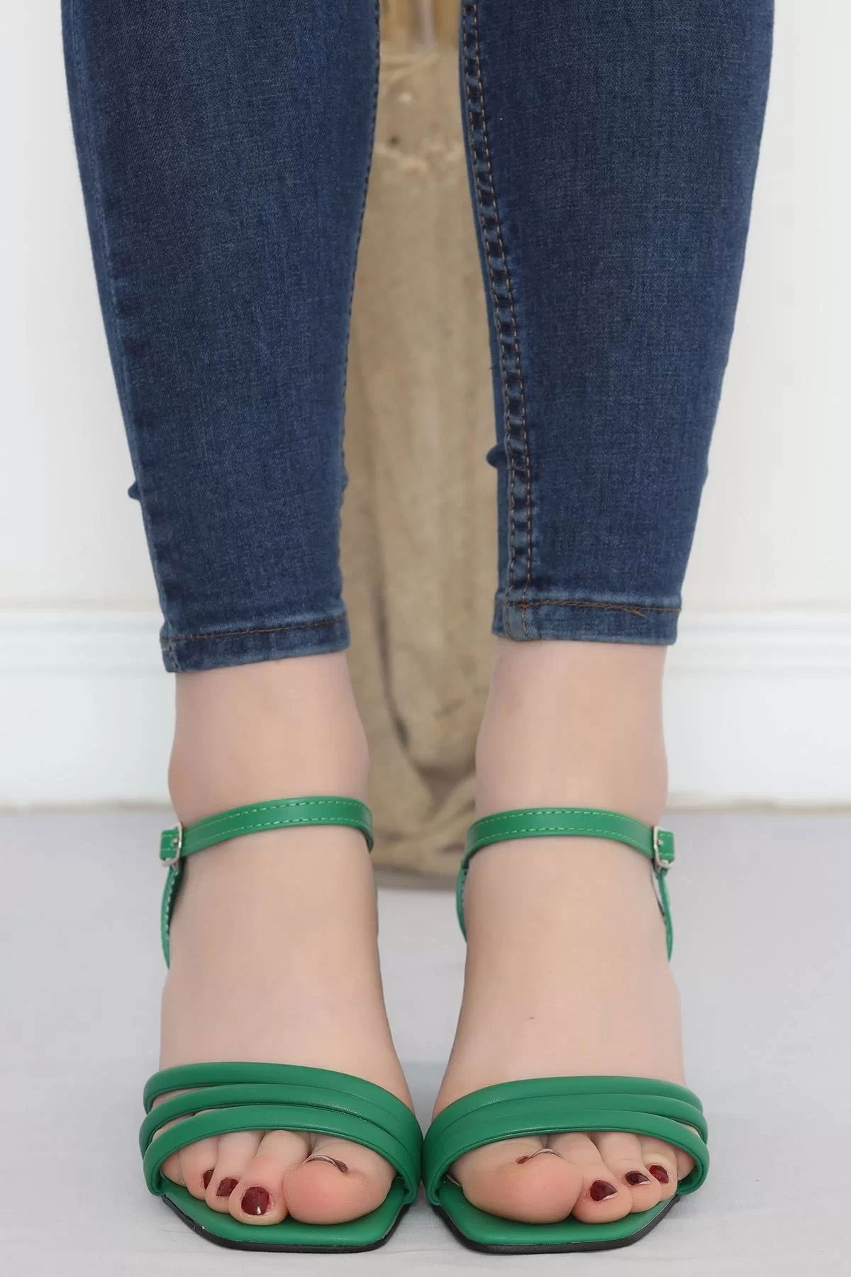 5 Cm Heeled Shoes Green - 18508.264.