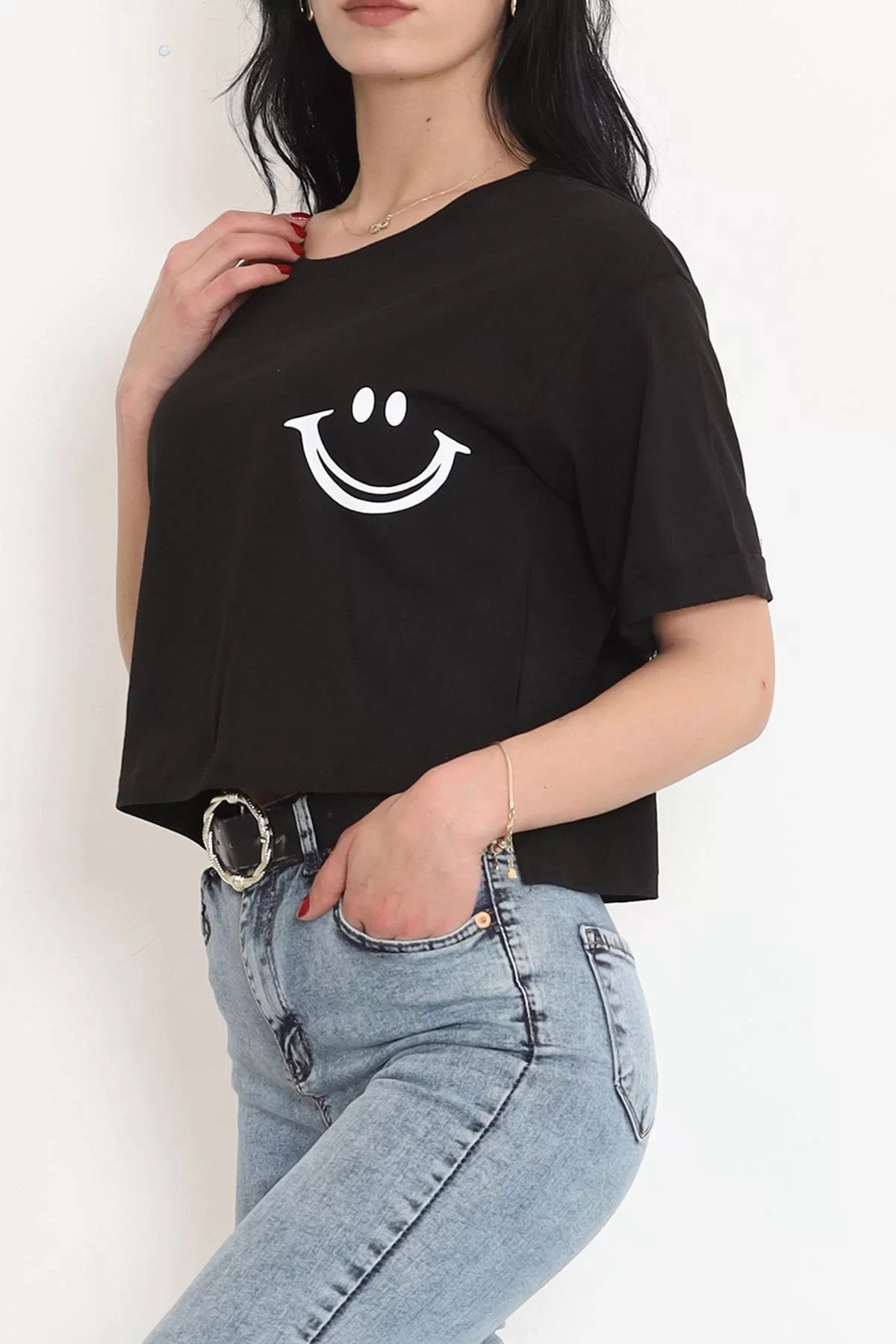 Printed Crop T-shirt Black - 16488.1567.