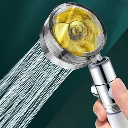 Tufeyo Water Saving 360 Degree Rotating Pressure Shower Head with Turbo Impeller and Filter