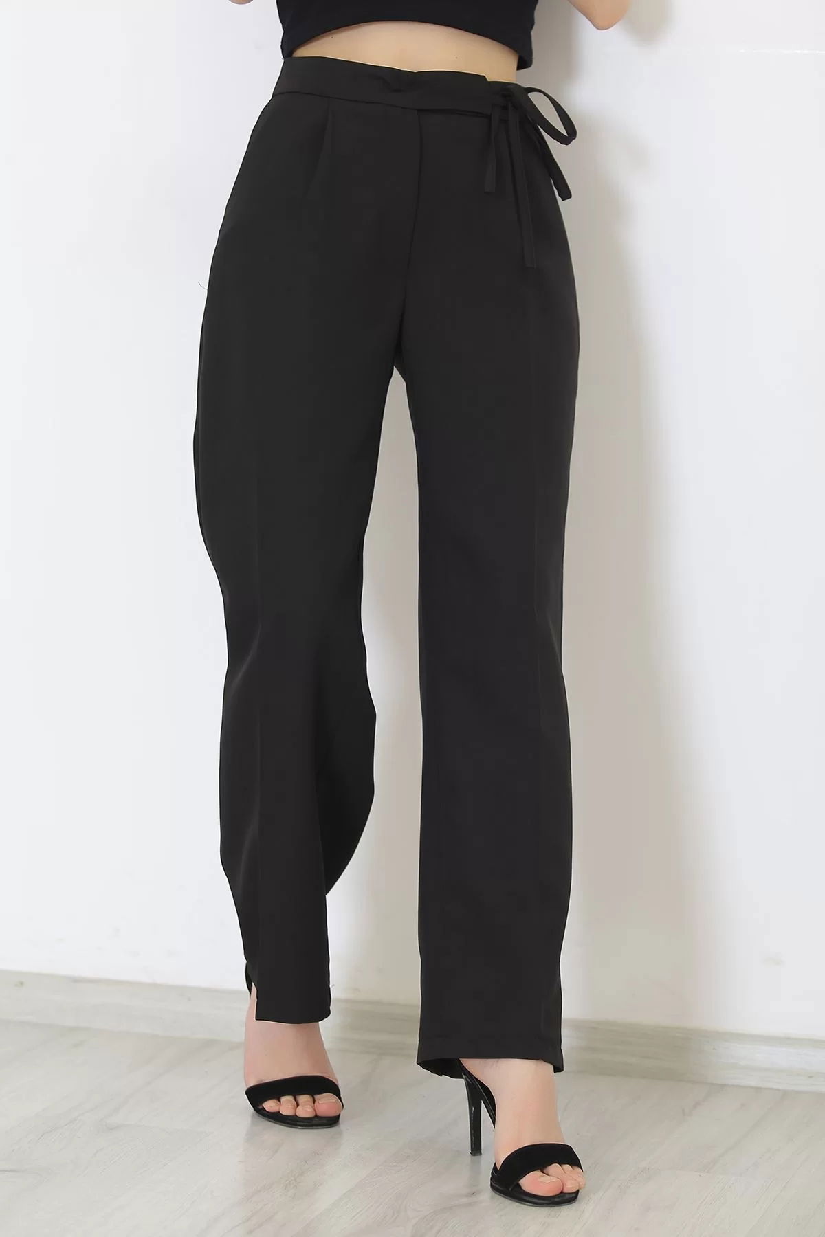 Palazzo Pants with Waist Ties Black - 20701.683.