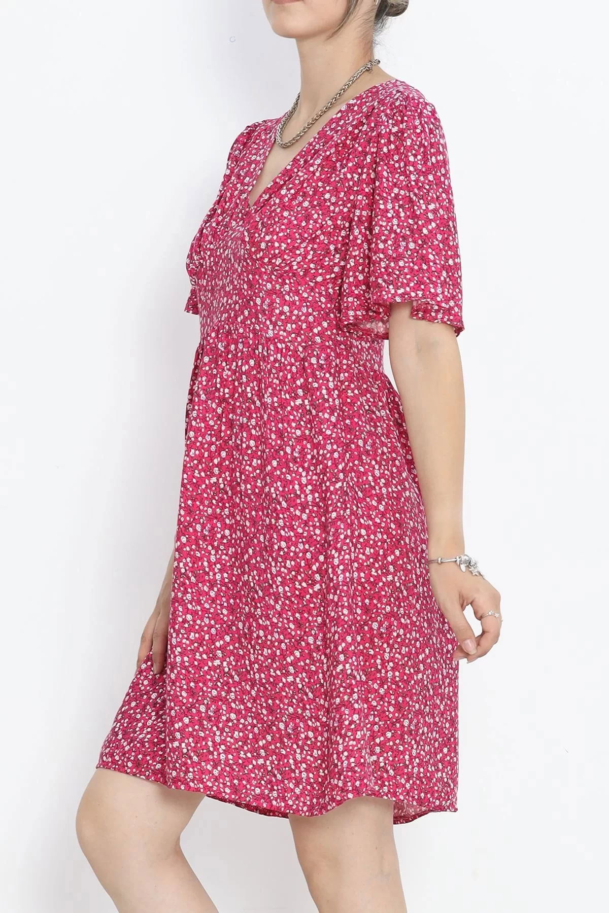 V Neck Dress Fuchsia - 152395.701.