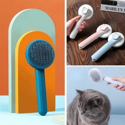 Tufeyo Push Button Cat Dog Hair Picker Massager Pet Brush