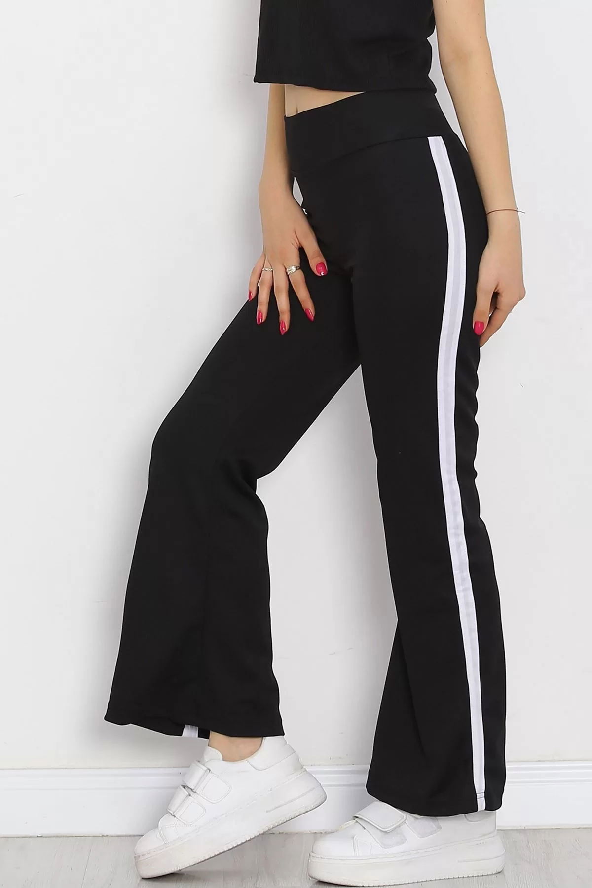 Striped High Waist Pants Black and White - 20008.1567.