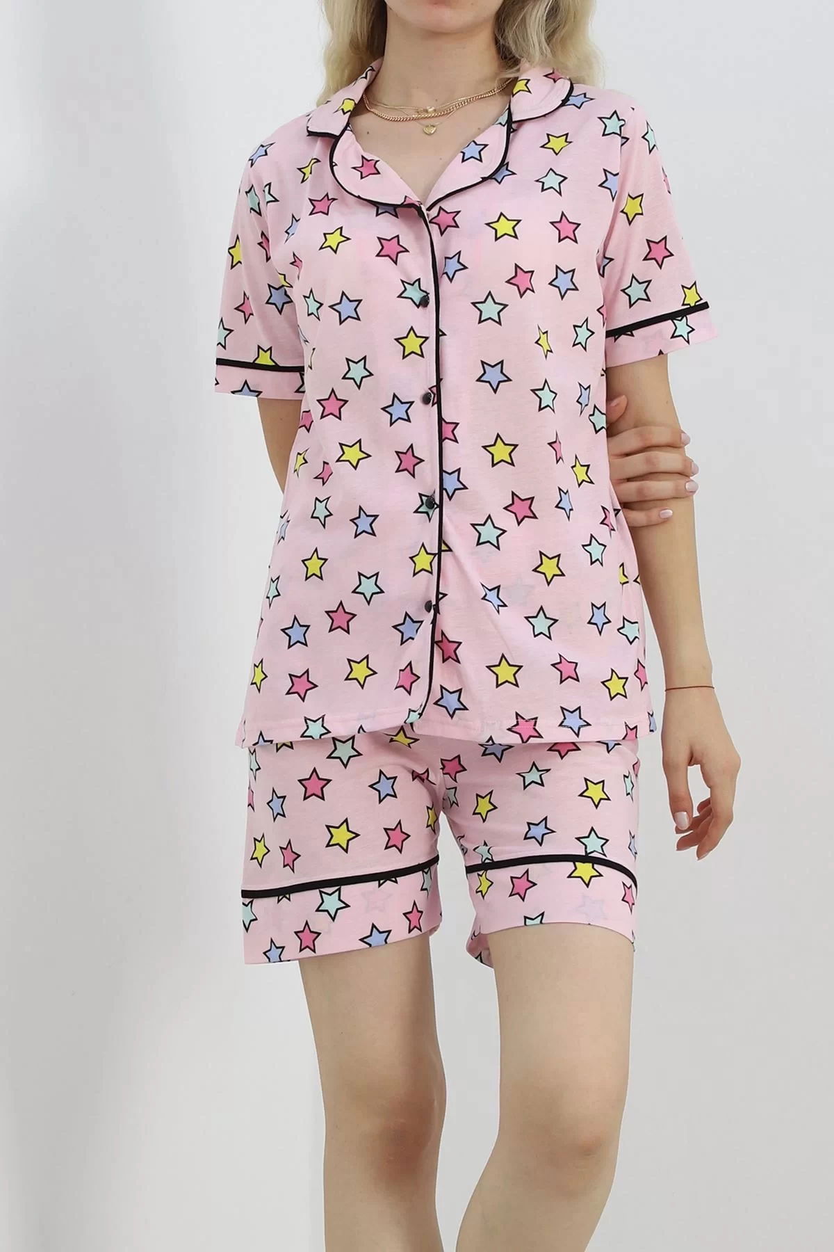 Buttoned Shorts Pajama Set Light Pink - 18944.1567.