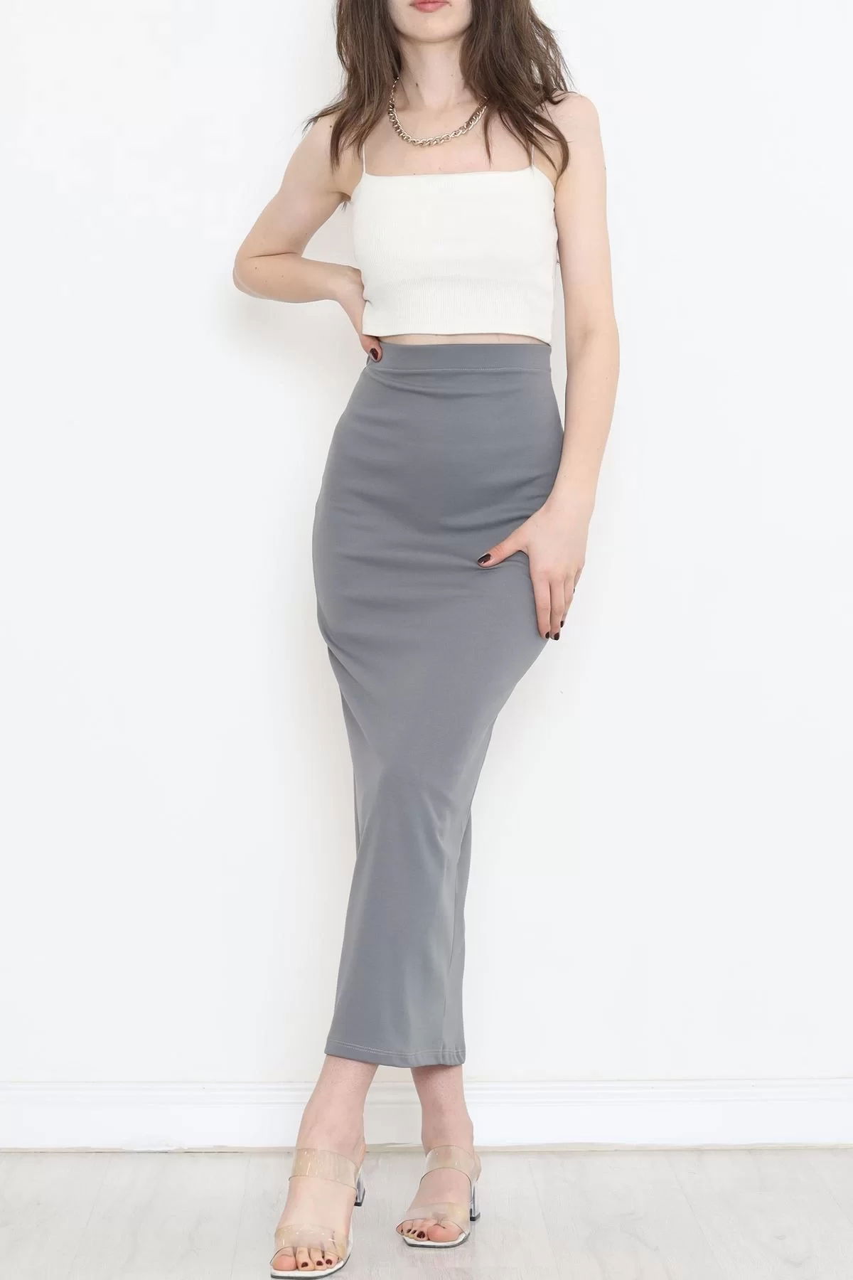 Scuba Fabric Pencil Skirt Gray - 20253.1778.