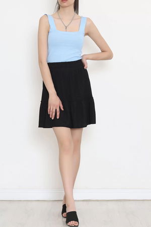 Pleated Ruffled Flared Skirt Black - 16559.631.