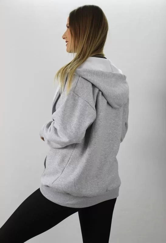 Three Yarn Hooded Sweat Gray with Zipper - 2810.2022