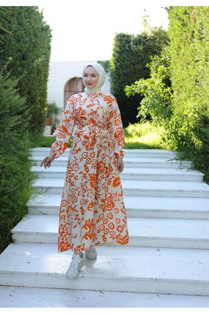 Patterned Dress Orange1 - 10067.1778.