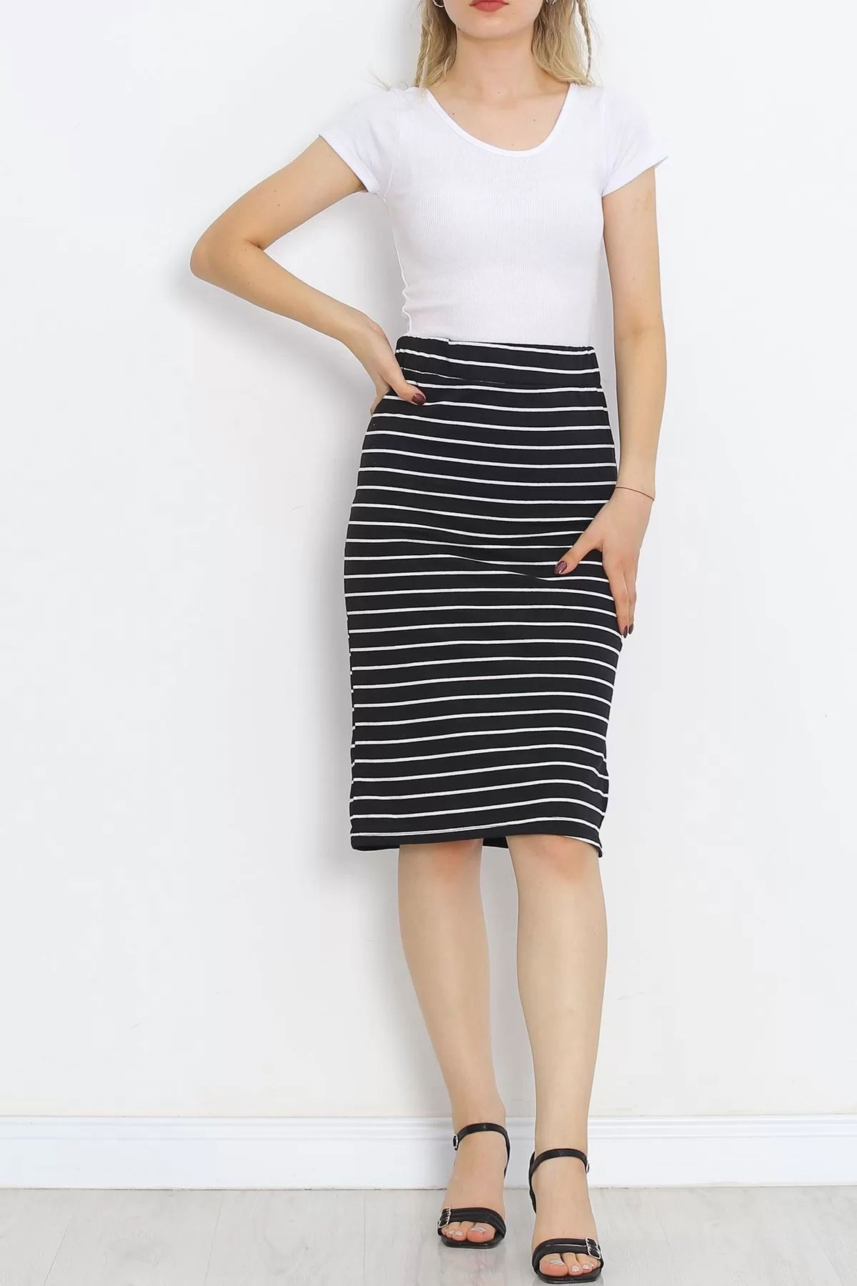 Striped Camisole Skirt Black - 18905.1567.