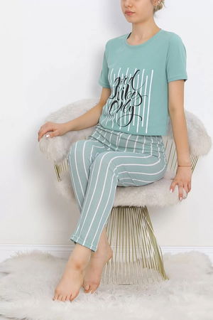 Patterned Pajama Set Mintyeşili - 18735.1567.