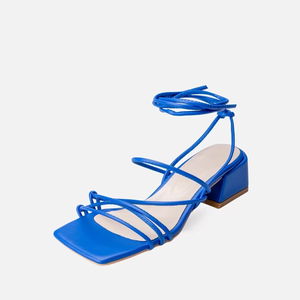 Merdi Blue Skin Heeled Shoes