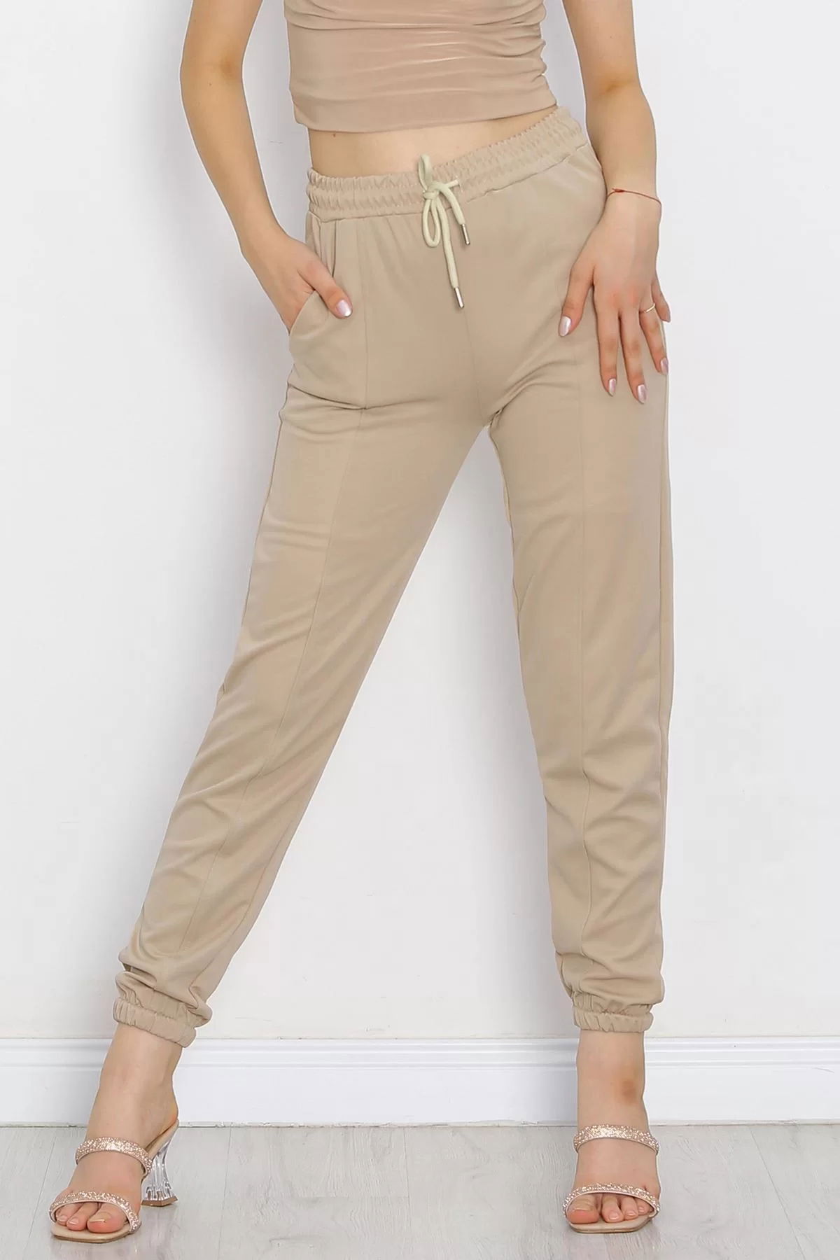 Pants with Elastic Waist Stitching Stone - 10063.1778.