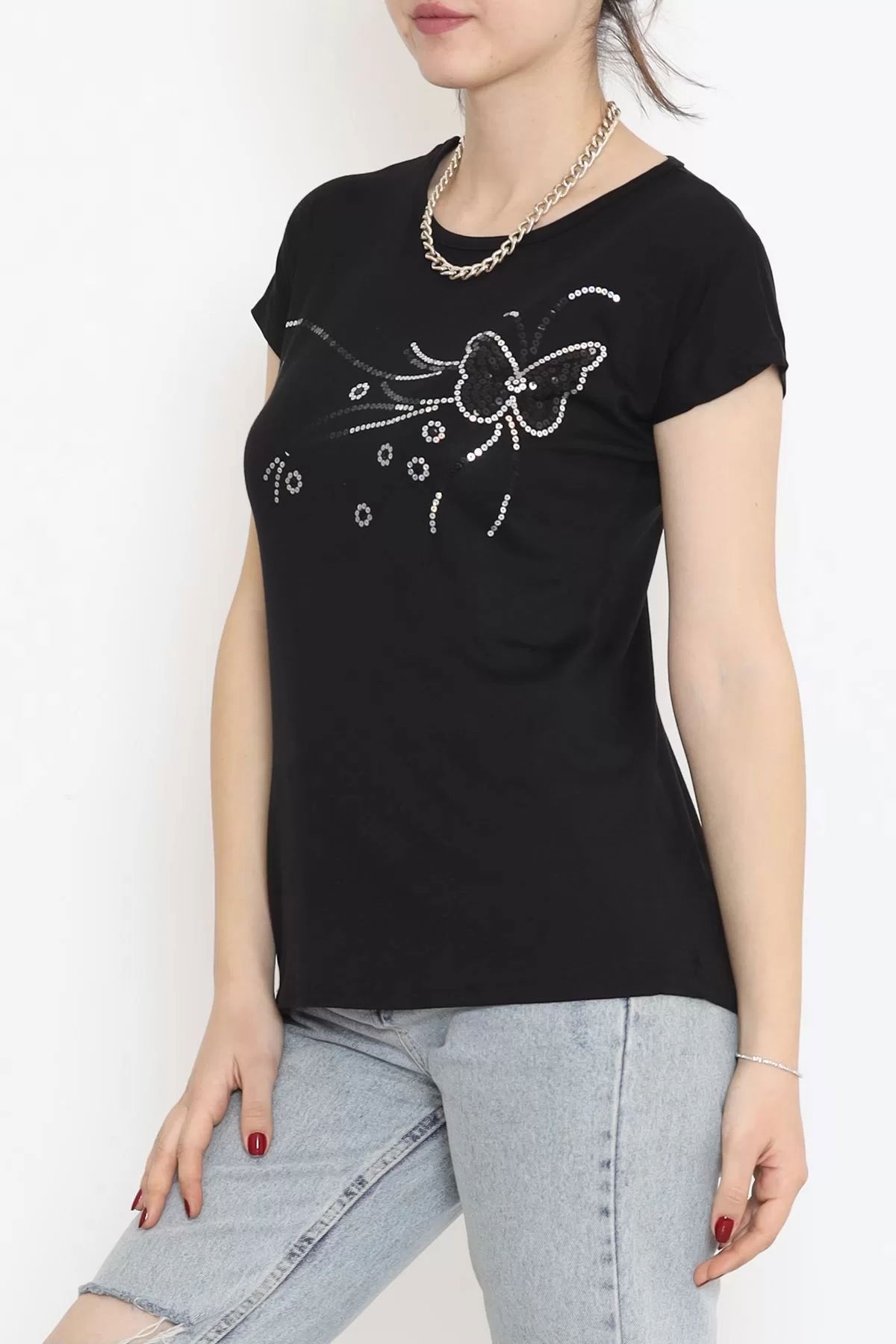 Sequin Embroidered Blouse Black - 17131.599.