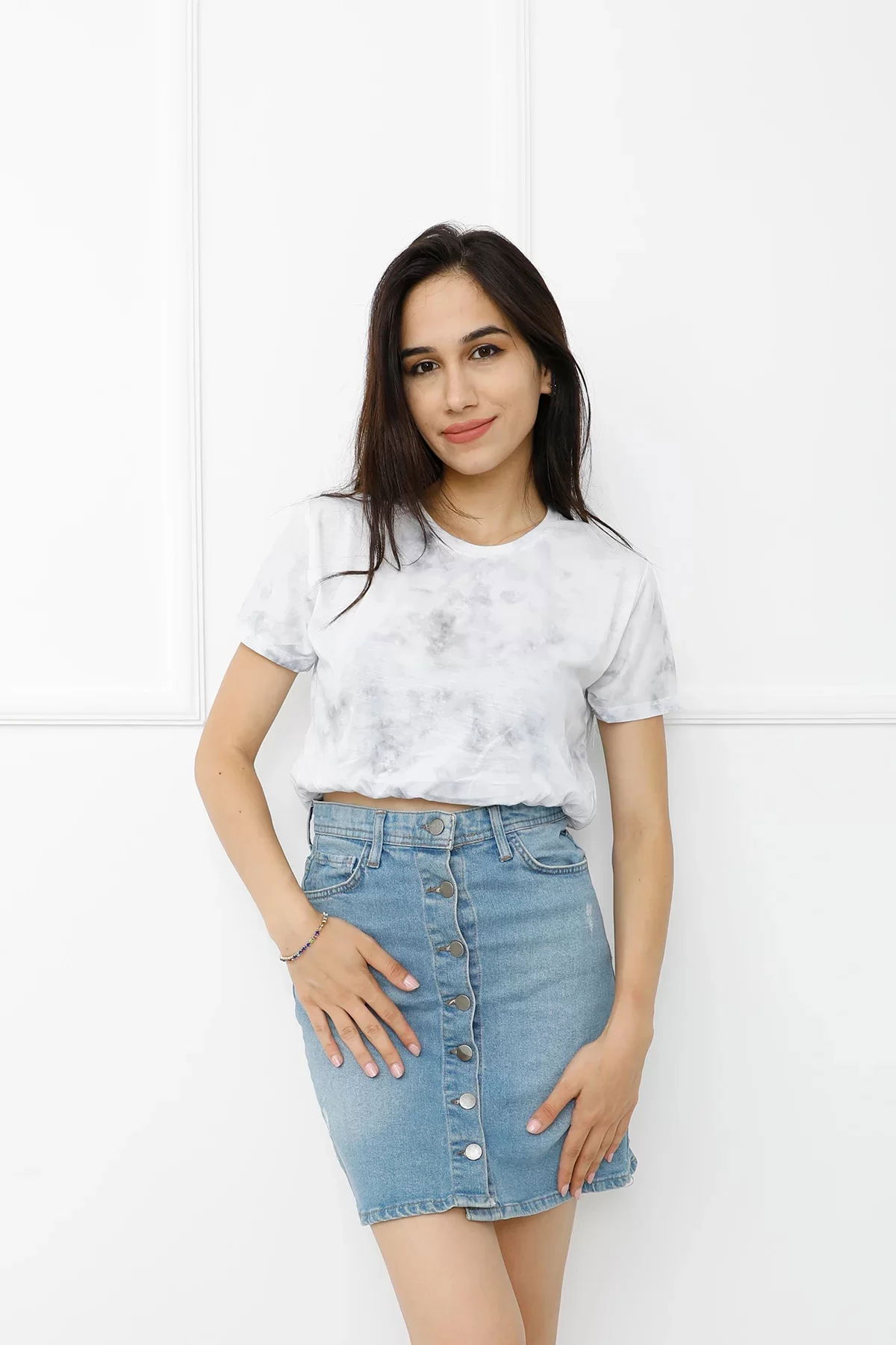 Batik Patterned Crop Light Gray - 411.0311.