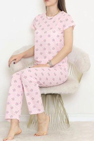 Patterned Pajama Set Pink and White - 130.1287.