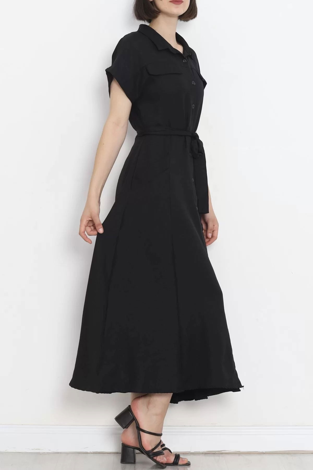 Pocket Detail Belted Dress Black - 18674.1778.