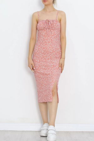 Strappy Patterned Dress White Pink - 650.1247.