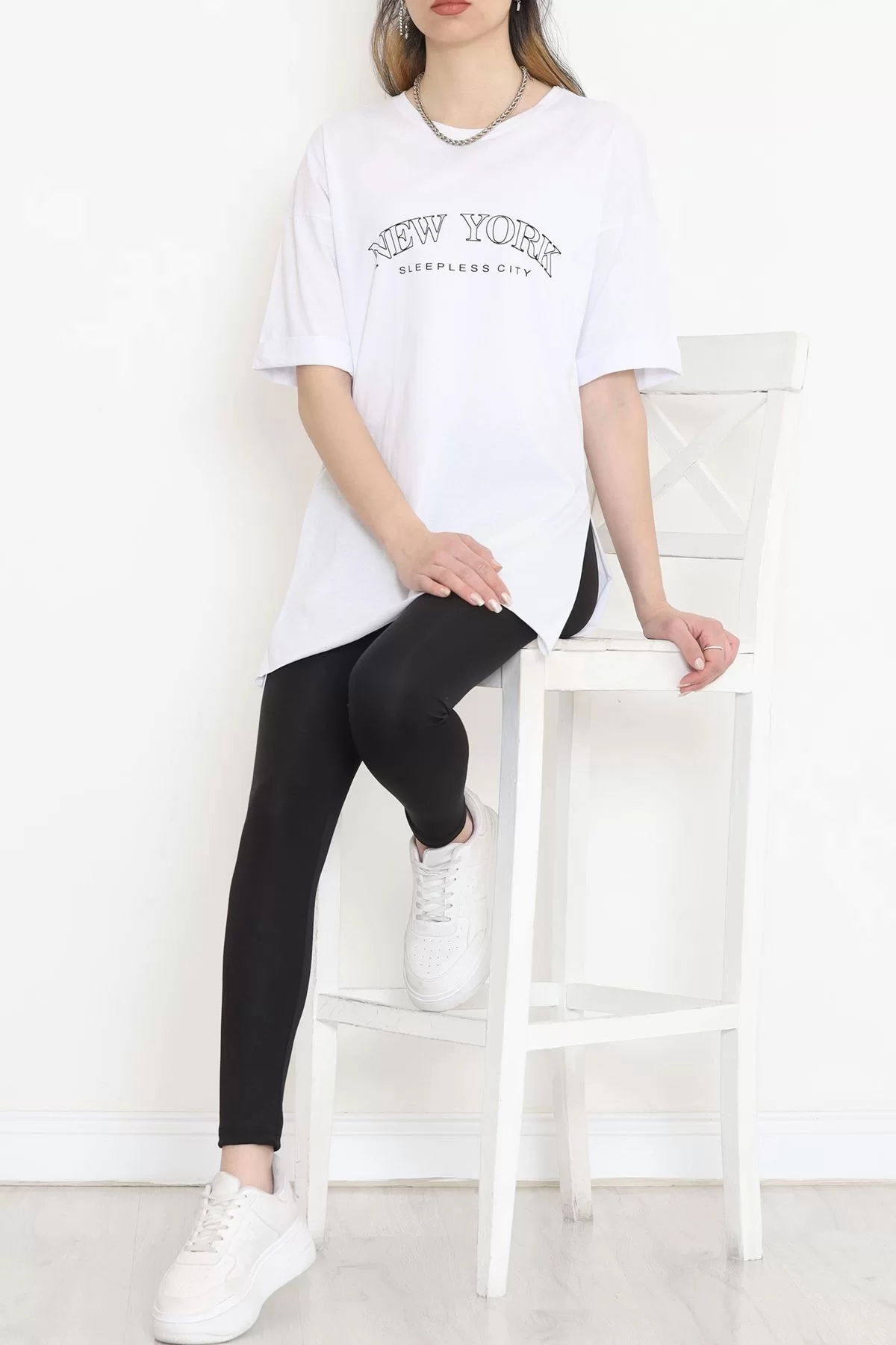 Printed Double Sleeve T-shirt White - 16560.1567.