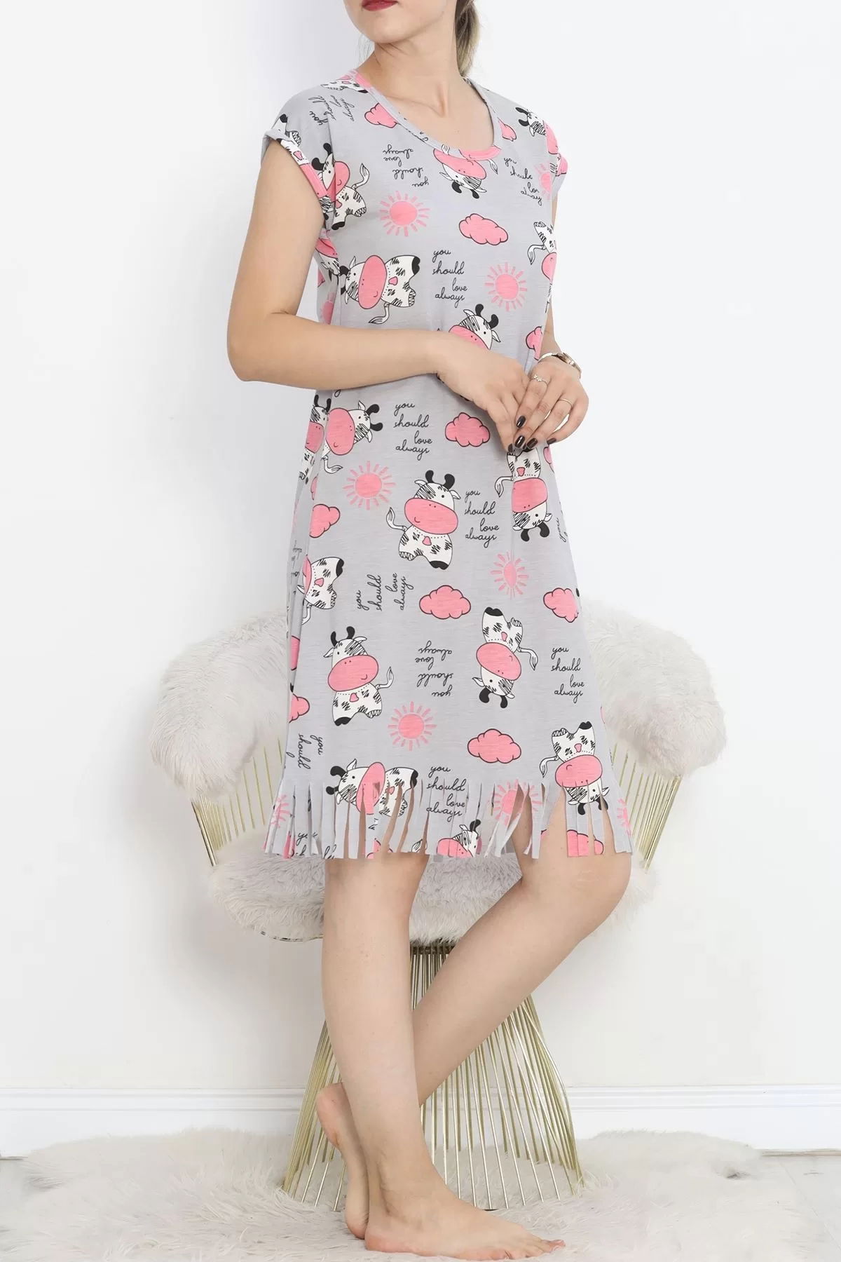 Printed Rotation Tassel Dress Gripembe - 263.1287.