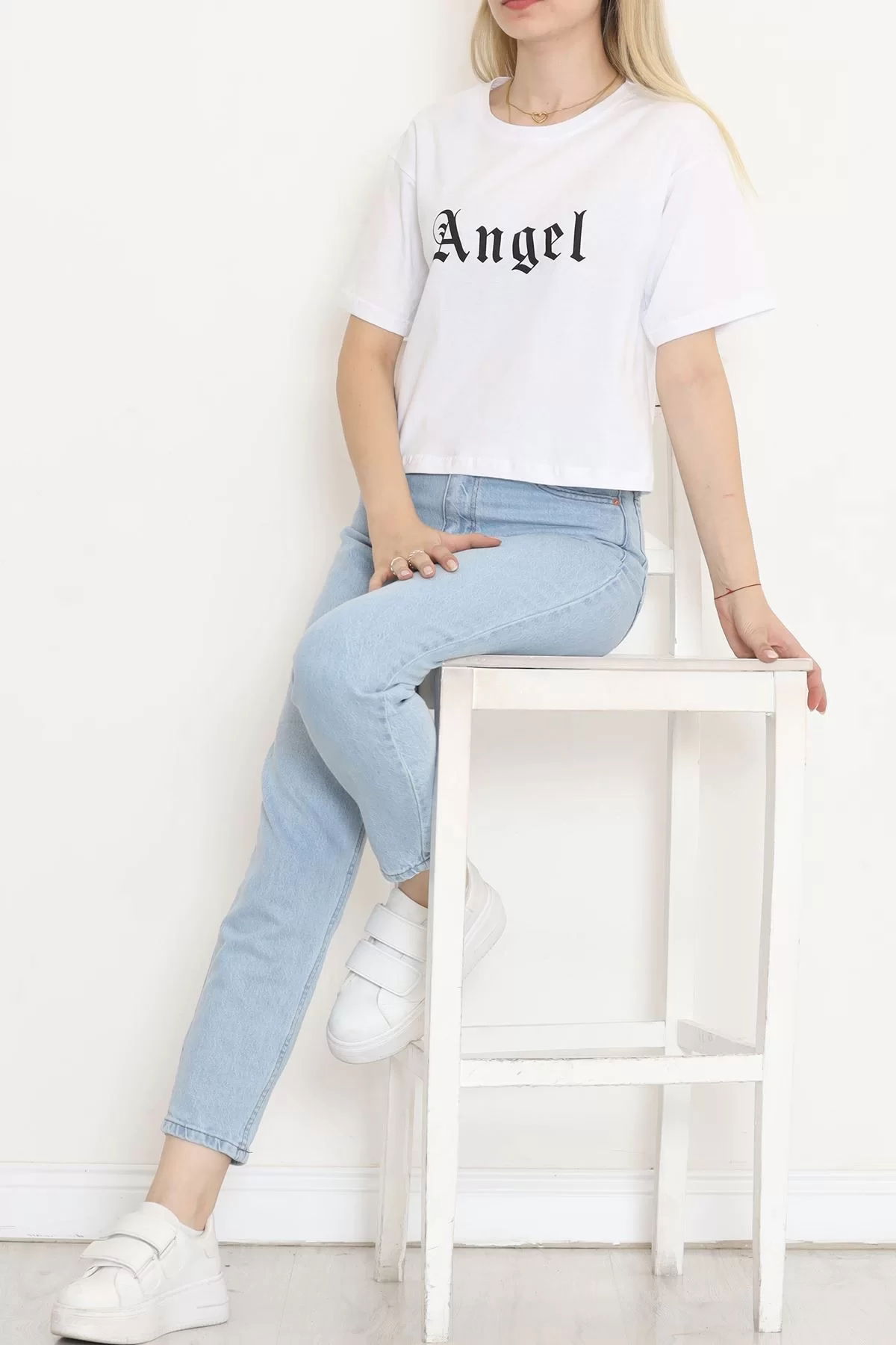 Printed Crop T-shirt White - 16474.1567.