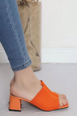 5 Cm Heeled Slippers Oranj - 18199.264.