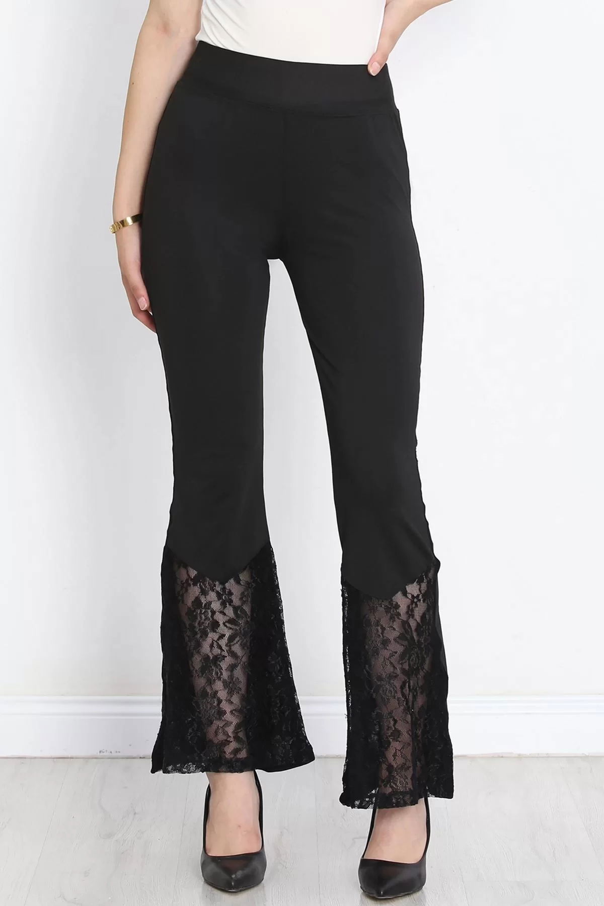 Tulle Detail Flared Leggings Black - 16812.1567.