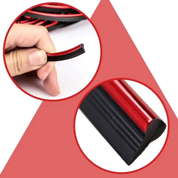 Tufeyo Red Car Auto trim Decoration Strip Rubber Elastic Easy Installation 5 Meter Strip Tape