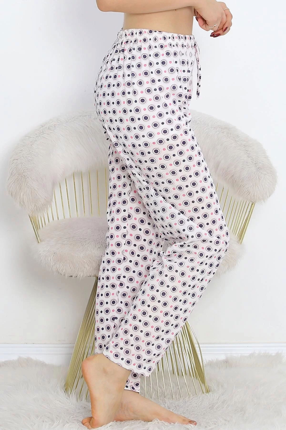 Pajama bottoms in white with polka dots - 11549.1048.