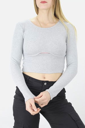 Camisole Blouse Gray with Window in the Navel - 138.650