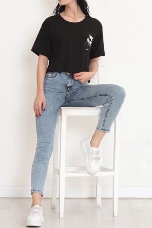 Printed Crop T-shirt Black - 18668.1567.