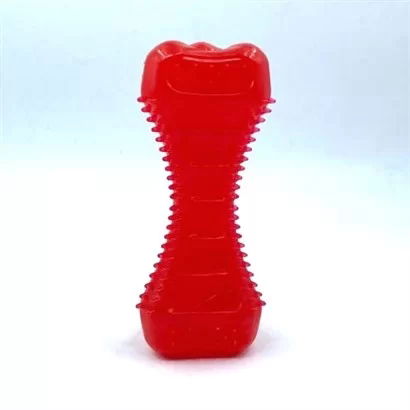 Tufeyo Teething Toy for Dogs Plastic Dumbell with Serrated Structure