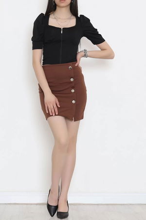 Buttoned Mini Skirt Light Brown - 12601.631.