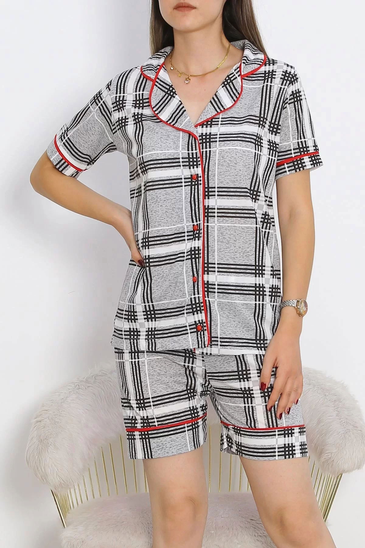 Buttoned Shorts Pajama Set Kareligri - 18944.1567.