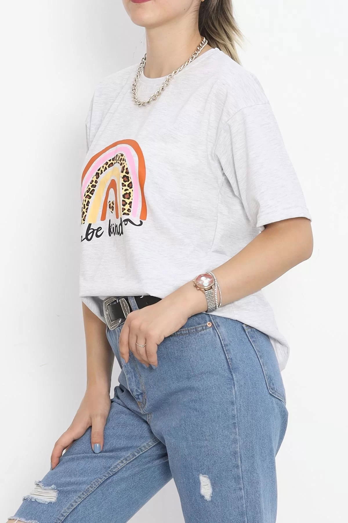 Printed Crew Neck T-Shirt Gray - 16522.1567.