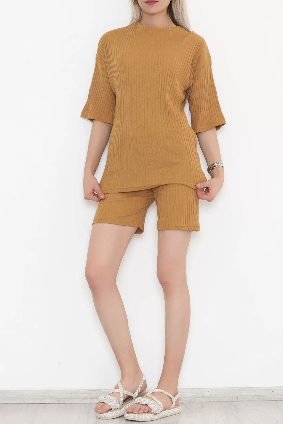 Crew Neck Shorts Set Tan - 11552.1567.