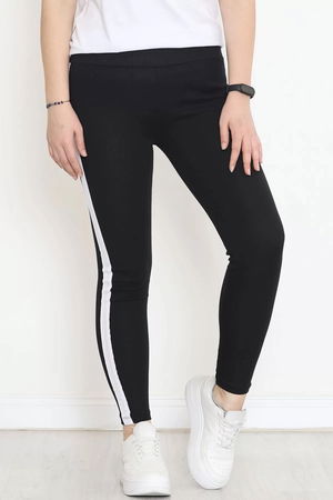 Battal Size Striped Leggings Black and White - 472222.1567.