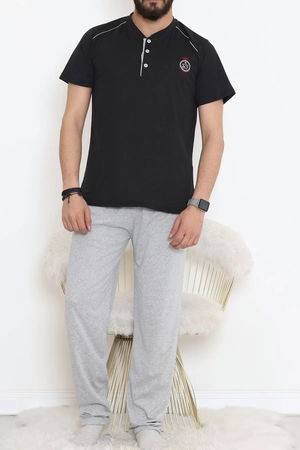 Men's Pajama Set with Buttons Blackgrey - 17370.1048.