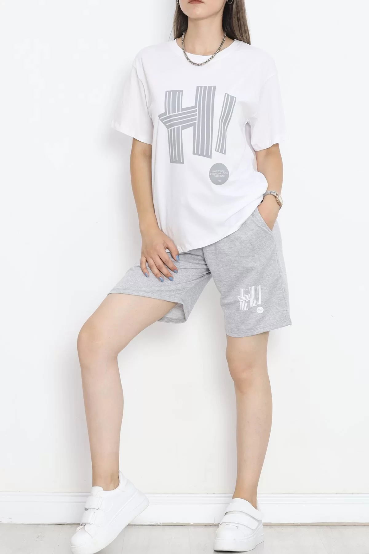 Printed Shorts Set Gray - 16680.1005.