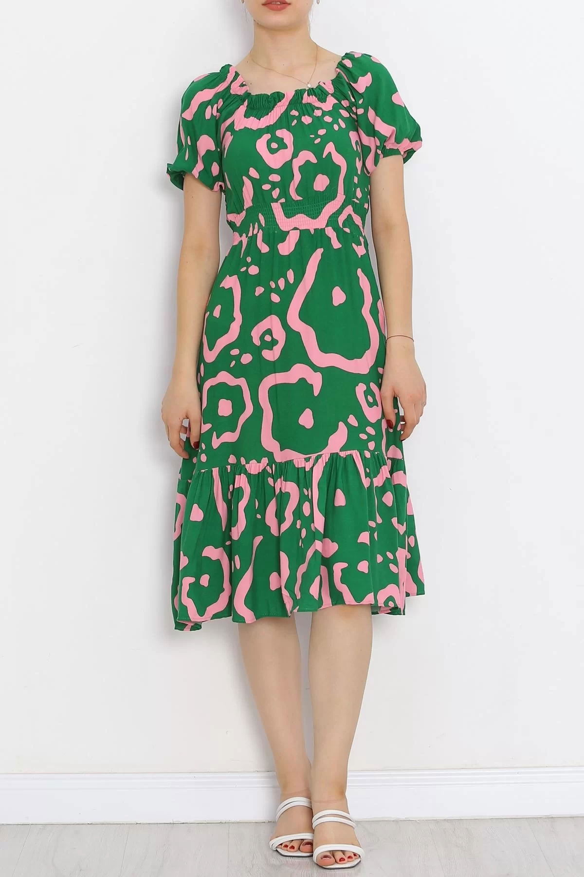 Madonna Collar Dress Green Pink - 18935.1247.