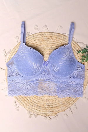 Lace Skirted Full Bra Set Ice Blue - 2515.1783.