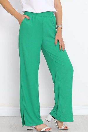 Cuffed Pants with Cuff Slits Green - 18904.1247.