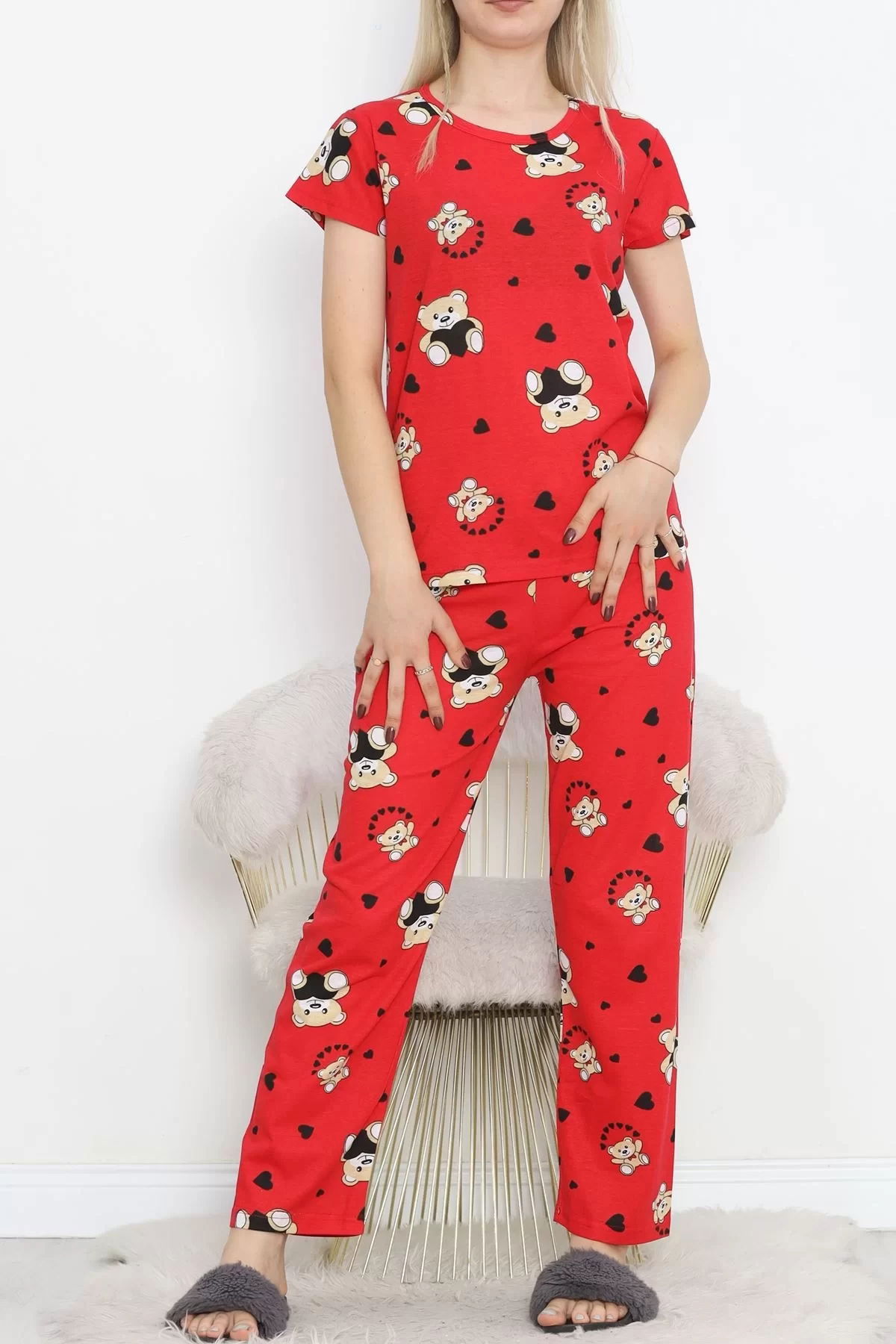 Patterned Pajama Set Red - 130.1287.