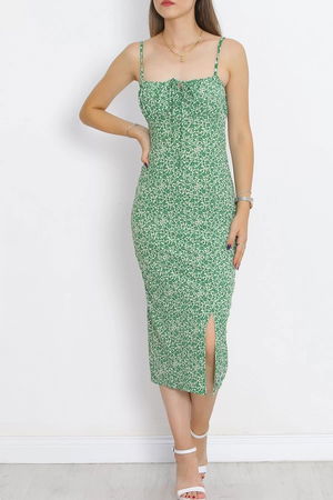 Strappy Patterned Dress Green - 650.1247.